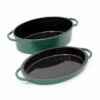Big Green Egg Enamelled Cast Iron Dutch Oven 5.2L -THE BBQ SHOP enameled dutch oven oval open 2 1000x563 1