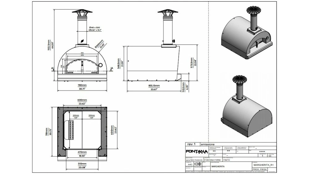 Fontana - Margherita Built In Wood Pizza Oven - Anthracite 4 Fontana - Margherita Built In Wood Pizza Oven - Anthracite - Image 2