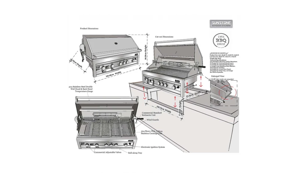 Sunstone Sun Series 5 Burner Built In Gas BBQ 5 Sunstone Sun Series 5 Burner Built In Gas BBQ - Image 3